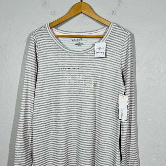 NEW! Marilyn Monroe Pajama Top Soft Long Sleeve Stripe Sleep Casual - M - Picture 2 of 6